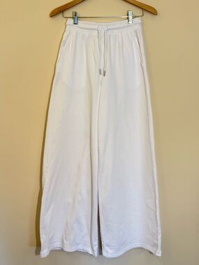 Zara White Wide Leg Sweatpants Small Lounge Pants Comfy Minimalist Opaque